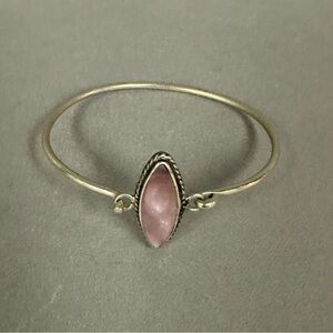 Vintage Silver & Rose Quartz Stone Bracelet